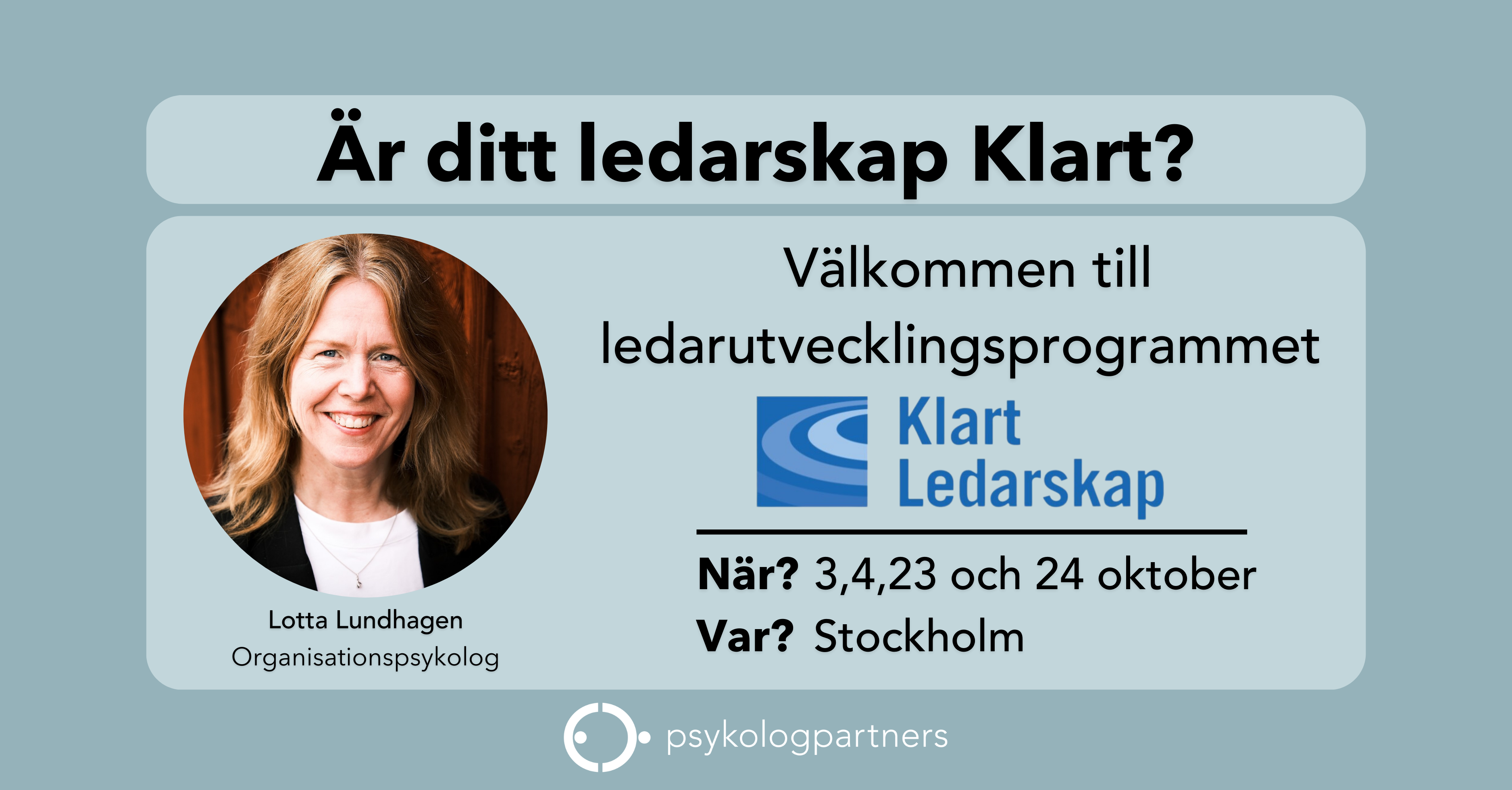 Lotta Lundhagen startar "Klart Ledarskap" på Psykologpartners med start i oktober 2023