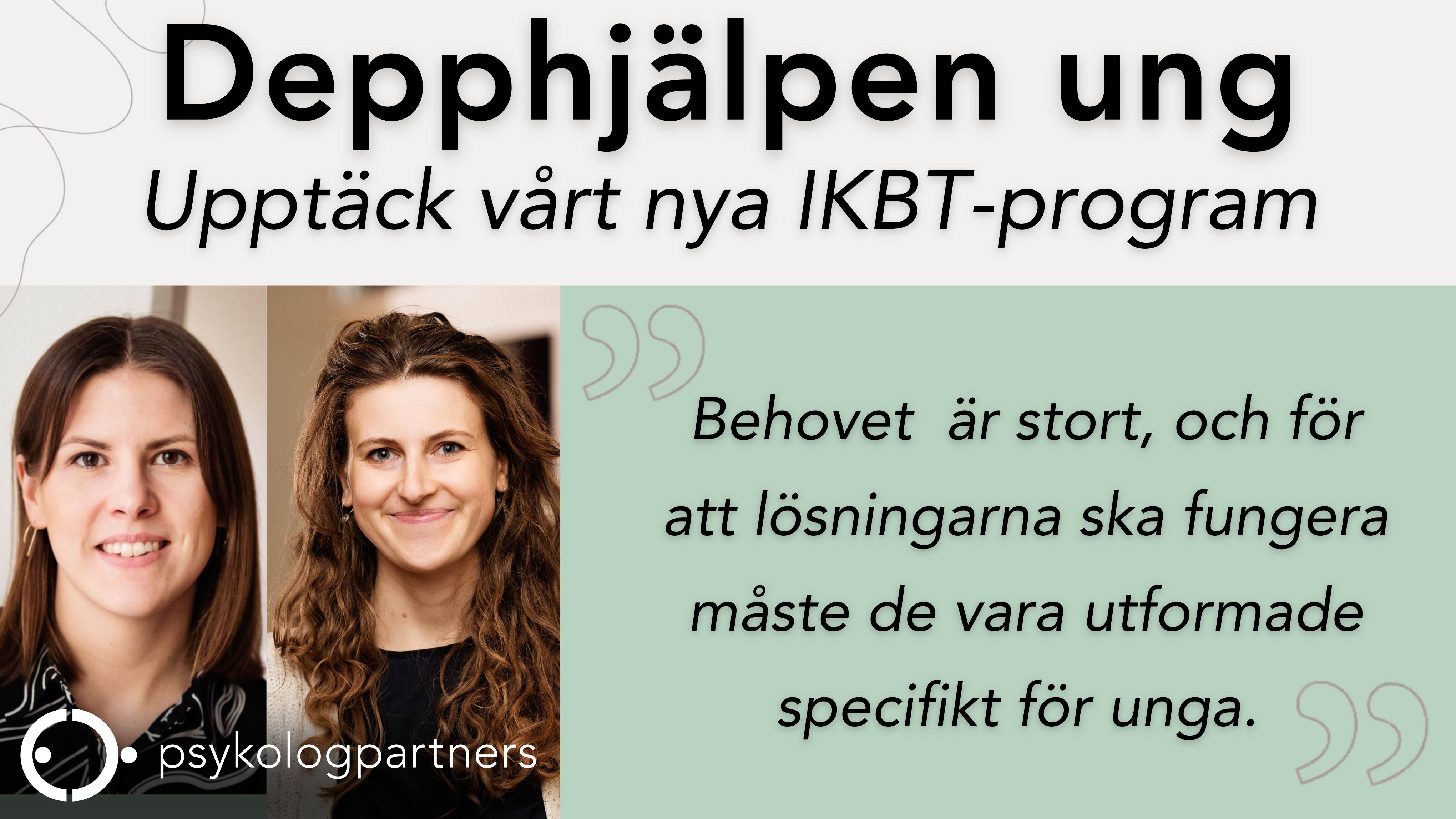 Psykologpartners lanserar nytt IKBT program för unga med depression eller nedstämdhet