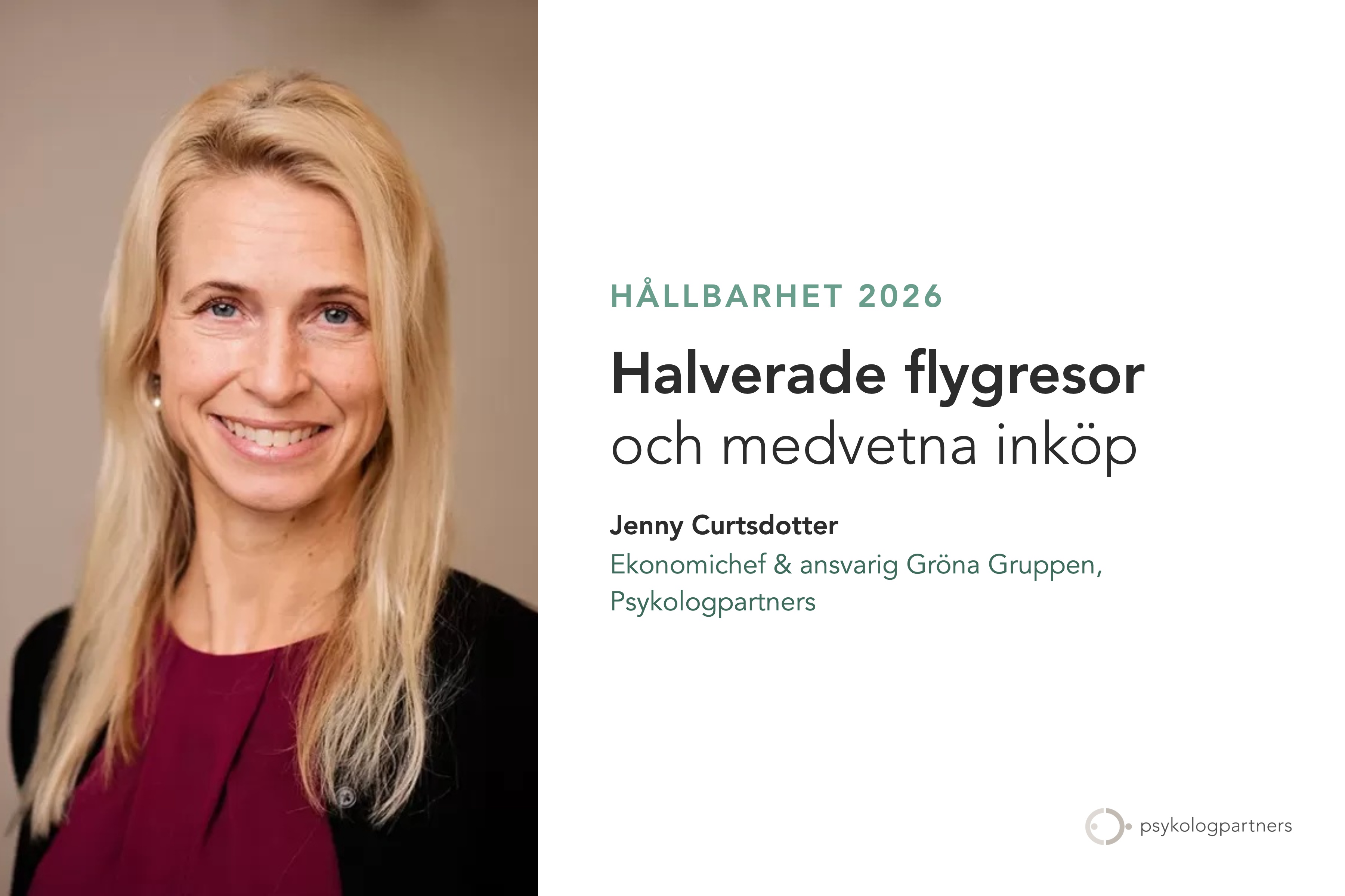 Jenny Curtsdotter leder hållbarhetsarbete på Psykologpartners