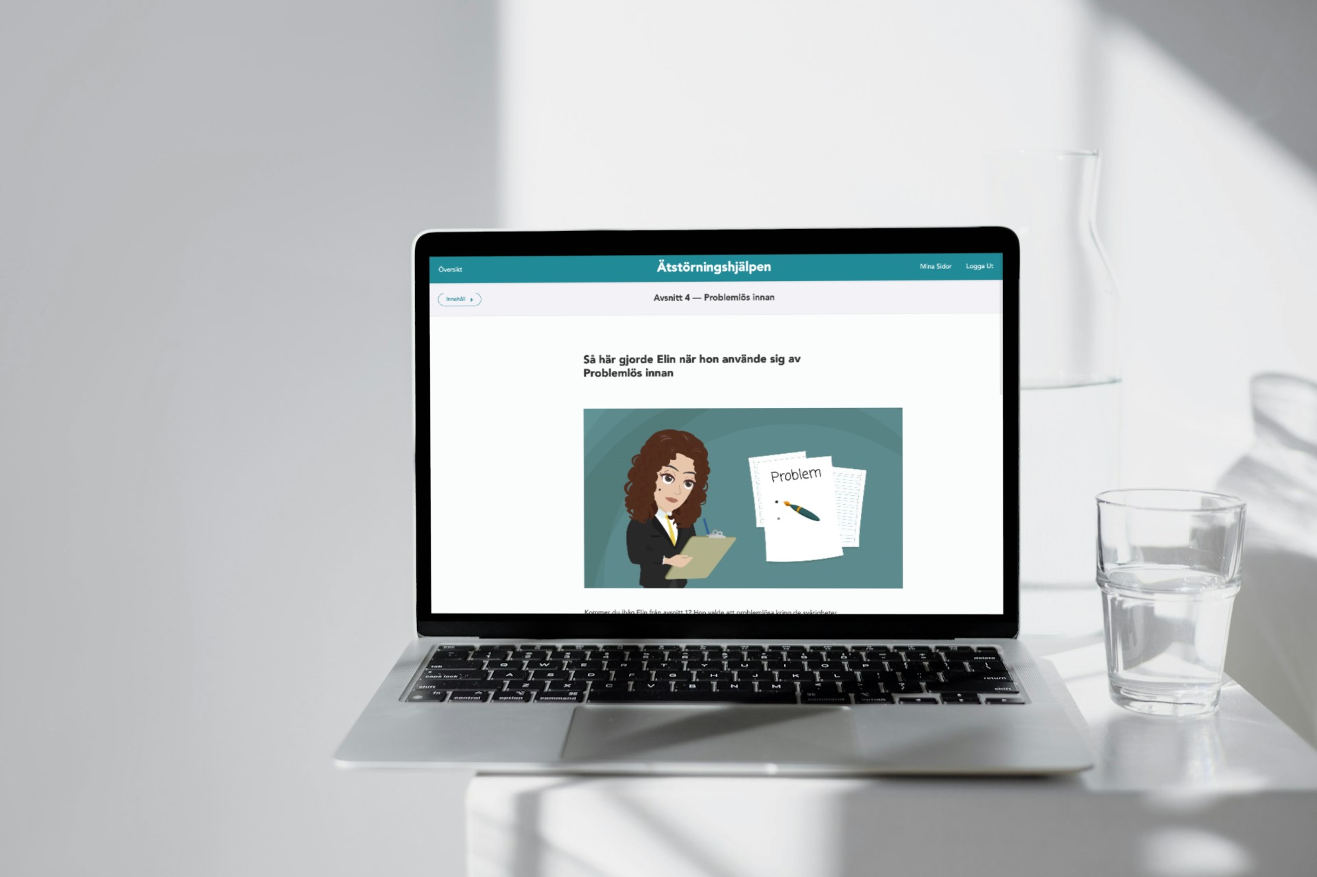 screenshot från Psykologpartners IKBT program ätstörningshjälpen